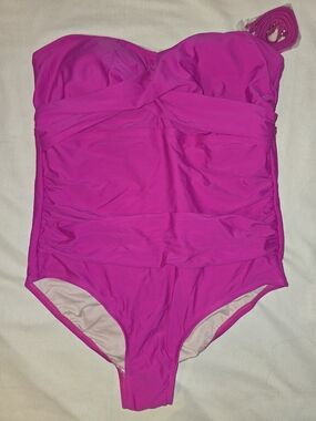 Women's Size 18 Kona Sol Hot Pink Strapless One-Piece Swimwear NWOT
